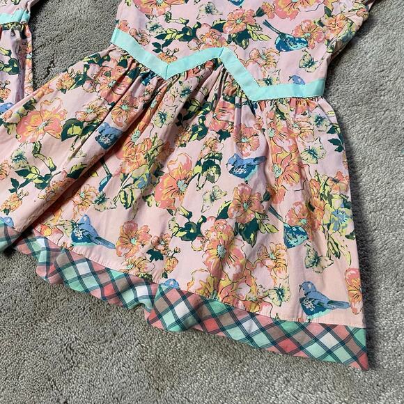 Matilda Jane Twin Girls Dresses Size 4T Easter Birds Floral Pink Blue - Picture 4 of 10